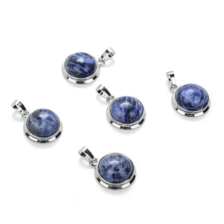 2pcs Natural Blue Sodalite Round Gemstone Pendant Drops, 20mm, G2P-K7