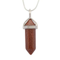 1pc Brown Goldstone Sandstone Gemstone Pendant Necklace, 18 Inch Surgical Stainless Steel Chain, GGP-C8
