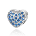 1pc 925 Sterling Silver Love Heart December Birthstone Bead Charm, Blue Zircon Cubic Zirconia CZ, 10mm, Hole ID 4.5mm, EC1-L12