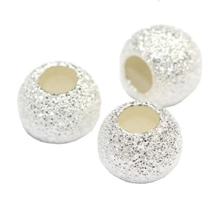 100pcs Sparkle Large Hole Stardust Round Beads, Sterling Silver Plated Brass, Size Selections: 6mm/8mm/10mm
