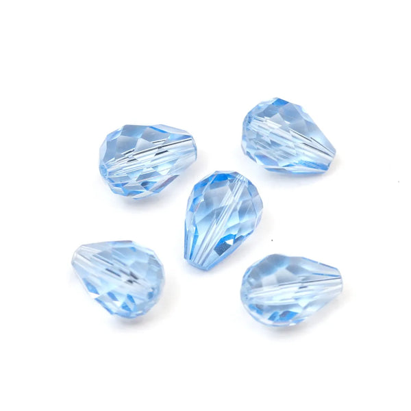 24pcs Adabele Austrian Faceted Teardrop Crystal Beads #5500, Light Sapphire Blue, 8mm x 6mm, Hole ID 1mm, SST-814
