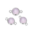 10pcs Grade A October Pink Birthstone Links, Sterling Silver Plated Brass, Size Selections: 6mm/8mm