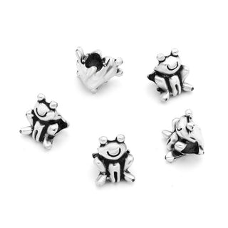 20pcs Cute Frog Symbol of Abundance Large Hole Beads, Hole ID 4.5mm, Antique Silver, Zinc Alloy Metal, MEC-A15