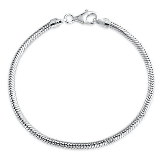 5pcs 3mm Snake Chain Bracelets, Sterling Silver Plated Brass, Size Selections: 7 inch/7.5 inch/8 inch/8.5 inch