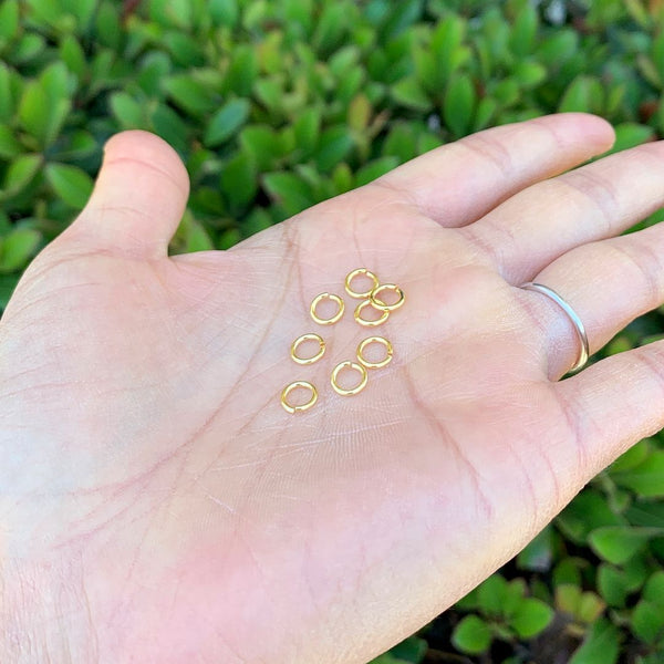 20pcs 925 Sterling Silver Open Jump Rings, Real 18K Yellow Gold Plated, 0.9mm/19 Gauge, Size Selections: 4/6/8/10/12mm