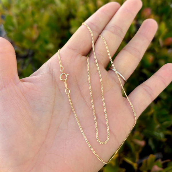 1pc 1/20 14K Gold Filled Curb Cable Link Chain Necklace, 1.2mm Width/Small, 18 Inch, Non Tarnish, KC33-18