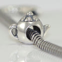 1pc Solid 925 Sterling Silver Cute Teapot Bead Charm, Compatible with Pandora All Other Charm Bracelet, EC11