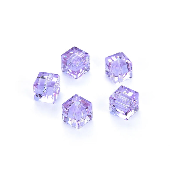 24pcs Adabele Austrian Faceted Cube Crystal Beads #5601, Light Violet, Size Selections: 4mm/6mm/8mm