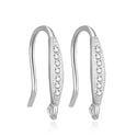 4pcs 925 Sterling Silver Fancy French Fish Earring Hooks, 7 Cubic Zirconia CZ, Tarnish Resistant Rhodium Plated, 18mm, SS465