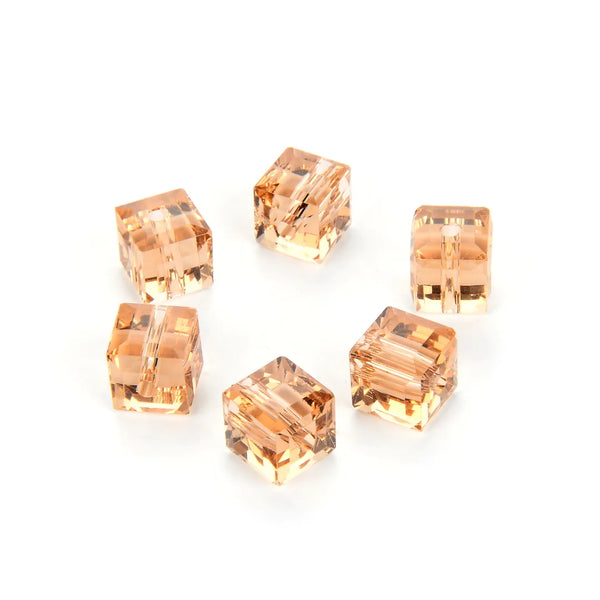 24pcs Adabele Austrian Faceted Cube Crystal Beads #5601, Light Peach Pink, Size Selections: 4mm/6mm/8mm