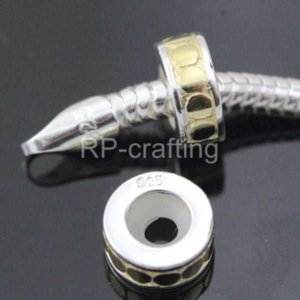 1pc Real Yellow Gold Plated Sterling Silver Rubber Charm Holder Bead Stopper, Compatible with Pandora All Other 3mm Charm Bracelet, EC27-B2