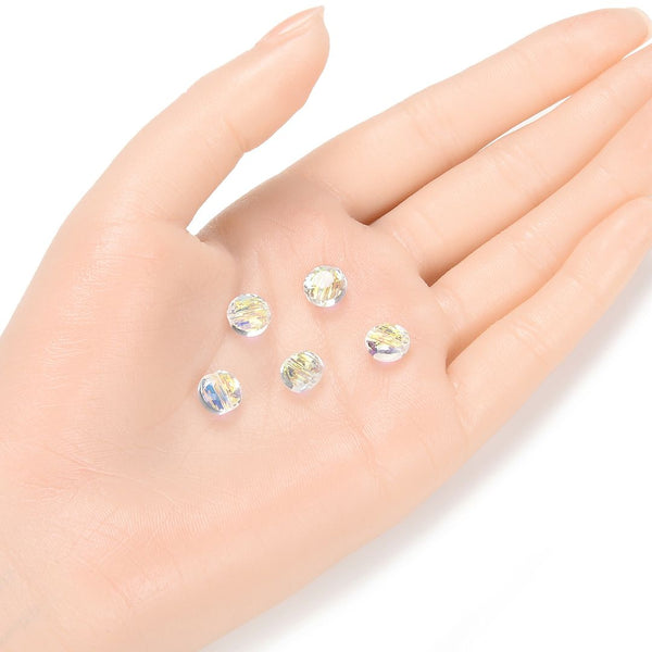 25pcs Adabele Austrian Faceted Flat Round Coin Crystal Beads #5052, Clear AB, 8mm, Hole ID 1mm, SSMR802