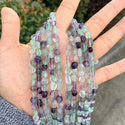 Natural Multi-color Fluorite Gemstone Oval Tumbled Pebble Beads, Irregular, 6mm to 8mm, Hole ID 1mm, 15 Inch/1 Strand, GZ11-76