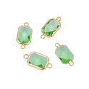 10pcs Grade A August Peridot Green Birthstone Rectangle Radiant Cut Links, 18K Yellow Gold Plated Brass, 14mm, CCP12-G8