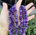 Natural Amethyst Purple Crystal Gemstone Flat Coin Chip Beads, Irregular, 7mm-10mm, Hole ID 1mm, 15 Inch/1 Strand, GZ7-3