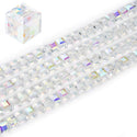 100pcs Creative Club Faceted Cube Crystal Glass Beads, Crystal AB, 8mm, Hole ID 1mm, CCC802