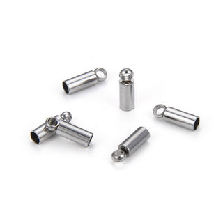 100pcs 304 Stainless Steel Tube Cord End Caps, Glue In Endcap Barrel, Hole ID Selections: 1.5mm/2mm/2.5mm/3mm/3.5mm/4mm