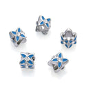 20pcs Sparkle Rhinestone Blue Enamel Flower Large Hole Beads, Hole ID 4.5mm, Antique Silver, Zinc Alloy Metal, MEC-E5