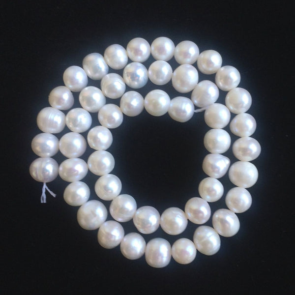 Adabele Natural Grade A Potato Round Pearl Beads, White Cultured Freshwater Pearls, 8- 9mm, 1 Strand/14 Inch, FP2-89
