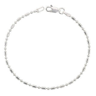 1pc 925 Sterling Silver Beaded Chain Bracelet, 1mm Tiny Round Beads, Length Selections: 6.5 inch/7 inch/7.5 inch