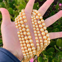 AAA Grade Natural Shell Pearl Round Beads, Freshwater Mother Of Pearl Nacre, Golden Yellow, 1 Strand/15 Inch, Size Selections: 4mm/6mm/8mm