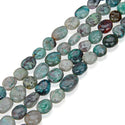 Natural Chrysocolla Turquoise Gemstone Oval Tumbled Pebble Beads, Irregular, 7mm to 10mm, Hole ID 1mm, 15 Inch/1 Strand, GZ12-52