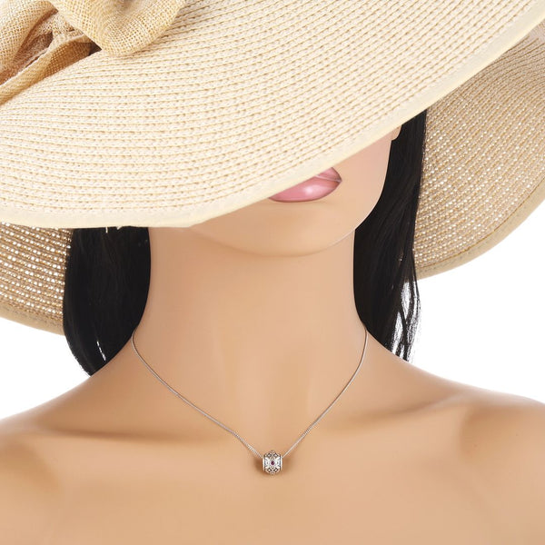 1pc 925 Sterling Silver Round Flower Pattern July Birthstone Bead Charm, Red Ruby Cubic Zirconia CZ, 11.2x9.5mm, Hole ID 4.5mm, EC1-G7