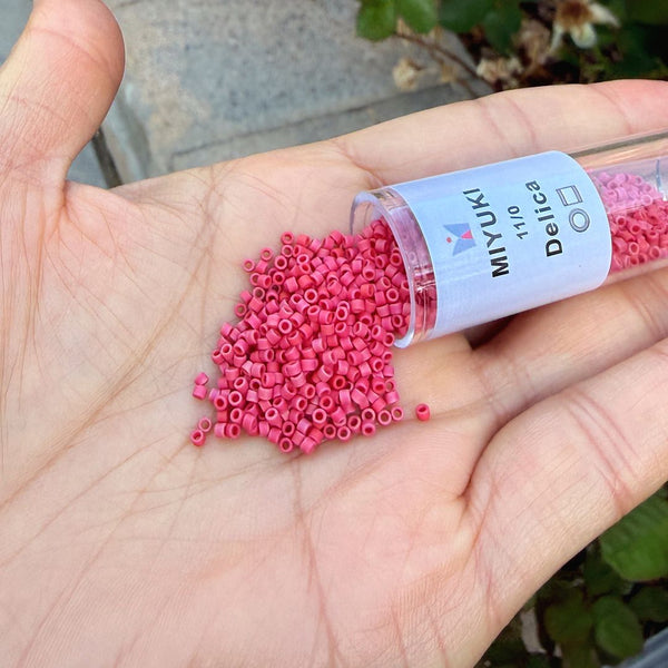 7.5g Miyuki Delica 11/0 Seed Beads, Opaque Matte Luster Red DB362
