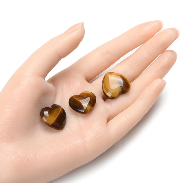 4pcs Natural Yellow Tiger Eye Heart-shaped Gemstone, 20mm Heart Loose Cut Stones, G3P-H1