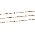 33 Feet Satellite Bead Station Cable Chain Link, Raw Copper Uncoated/Unplated, 1.5mm Link, 2mm Bead, CK10-E1