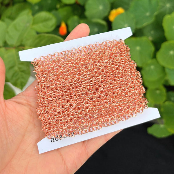 33 Feet Round Link Copper Chain Link, Bright Coppery, 4.5mm, CW10-K2