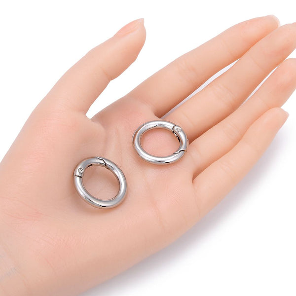 10pcs O Ring Spring Gate Carabiner, Jewelry Clasp Lock, Sturdy Strong Push Open Connector, Size Selections: 18mm/25mm/37mm/49mm