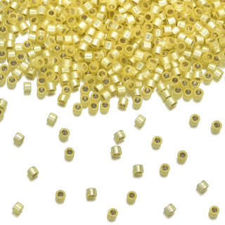30g Miyuki Delica 11/0 Seed Beads, Translucent Silver-Lined Jonquil DB623