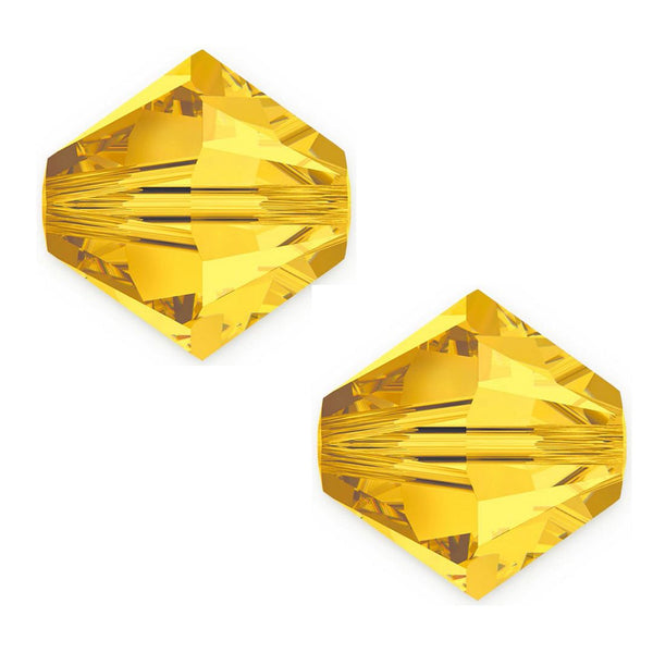 100pcs Adabele Austrian Faceted Bicone Crystal Beads #5301, Light Topaz (Yellow), Size Selections: 3mm/4mm/5mm/6mm