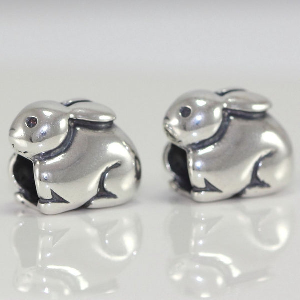 1pc Solid 925 Sterling Silver Easter Rabbit Bunny Bead, Compatible with Pandora All Other Charm Bracelets, EC2-H1