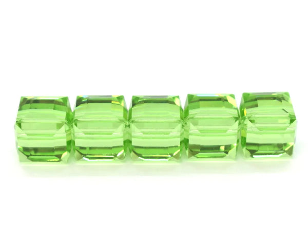 24pcs Adabele Austrian Faceted Cube Crystal Beads #5601, Peridot Green, Size Selections: 4mm/6mm/8mm