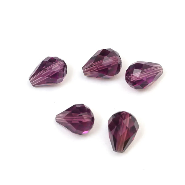 24pcs Adabele Austrian Faceted Teardrop Crystal Beads #5500, Amethyst, 8mm x 6mm, Hole ID 1mm, SST-811