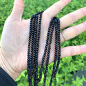 Natural Jet Black Quartz Gemstone Faceted Rondelle Beads, 4x2mm/Small, Hole ID 0.9mm, 14 Inch/1 Strand, GH1R-5