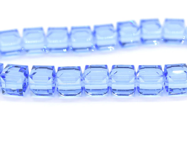 24pcs Adabele Austrian Faceted Cube Crystal Beads #5601, Light Sapphire Blue, Size Selections: 4mm/6mm/8mm