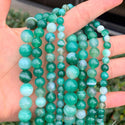 AAA Natural Banded Green Agate Gemstone Round Beads, 15 Inch/1 Strand, Size Selections: 4mm/6mm/8mm/10mm