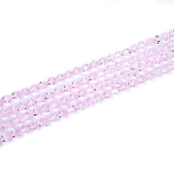 250pcs Creative Club Faceted Bicone Crystal Glass Beads, Light Rose Pink, 6mm (0.24 Inch), Hole ID 1mm, CCB603