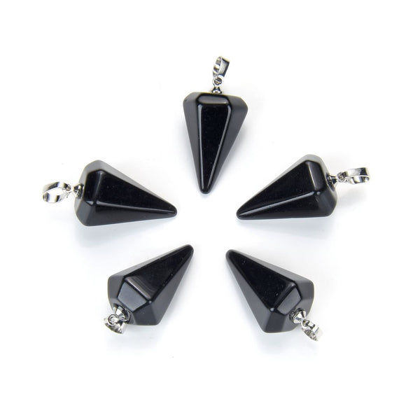2pcs Natural Black Obsidian Gemstone Pendant Drops, 25mm, G2P-M5