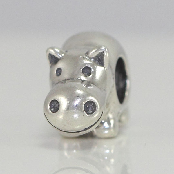 1pc Cute Solid 925 Sterling Silver Happy Hippo Charm Hippopotamus Bead Fits Pandora All Charm Bracelets EC2-N1