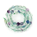 Natural Multi-color Fluorite Gemstone Oval Tumbled Pebble Beads, Irregular, 7mm to 10mm, Hole ID 1mm, 15 Inch/1 Strand, GZ12-42