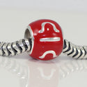 1pc 925 Sterling Silver Libra Zodiac Sign Bead Charm Red Enamel, Compatible with Pandora All Other Charm Bracelets, EC53