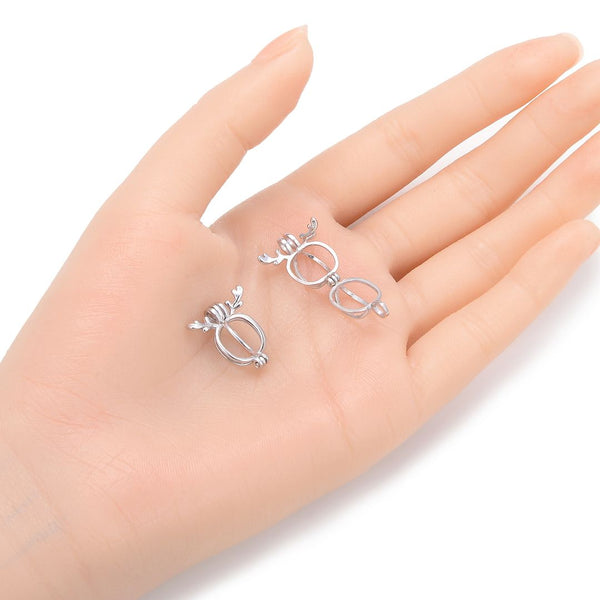 1pc 925 Sterling Silver Reindeer Antlers Bead Cage, Tarnish Resistant, Used for 6 - 8mm Bead Pearl Stone Pendant, SS390