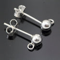 5 Pairs 925 Sterling Silver Ball Earring Posts, Open Ring, 10pcs Earring Backs, Ball Size Selections: 3mm/4mm/5mm