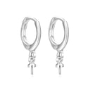 20pcs Tarnish Resistant Round Hoop Huggie Earring Hooks, with 3mm Eye Pin Bail, Sterling Silver Plated Brass, 14mm, BF264