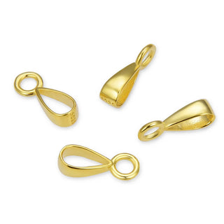 5pcs 925 Sterling Silver Folding Donut Jewelry Bail, Closed Loop Ring, Real 18K Yellow Gold Plated, 11x2.8mm, SS71-2