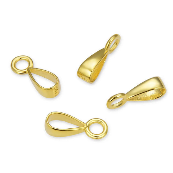 5pcs 925 Sterling Silver Folding Donut Jewelry Bail, Closed Loop Ring, Real 18K Yellow Gold Plated, 11x2.8mm, SS71-2